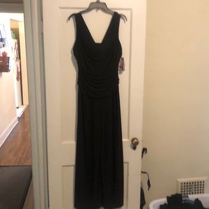 Plus Rouched Black Sleeveless Jumpsuit